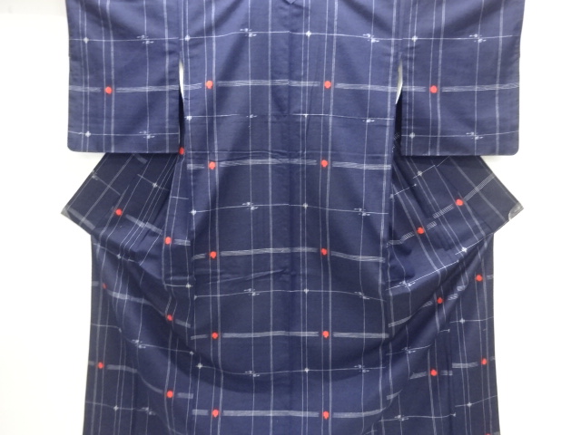 Lattice pattern woven hand-woven SILK pongee Kimono